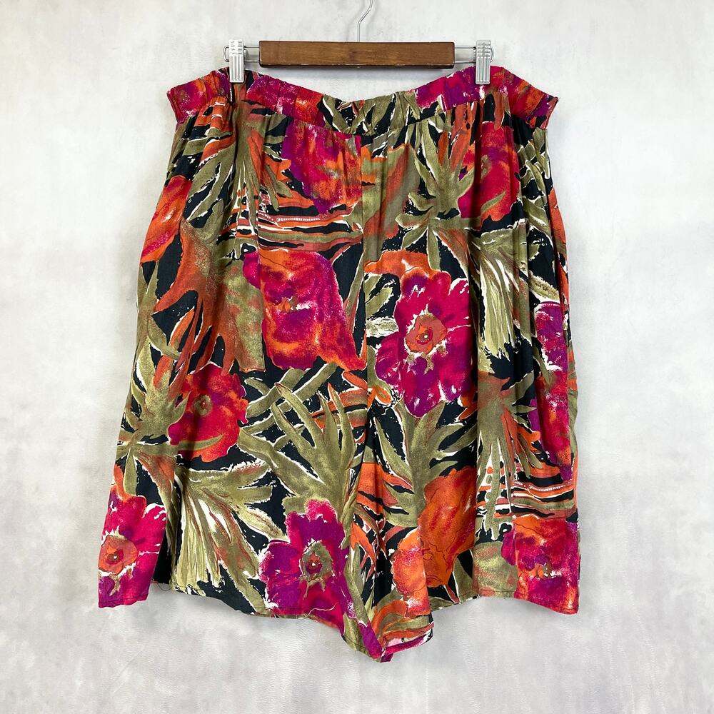 Basic Editions Womens Tropical Floral Shorts Plus Size 26 USA Resort Flowy Chic